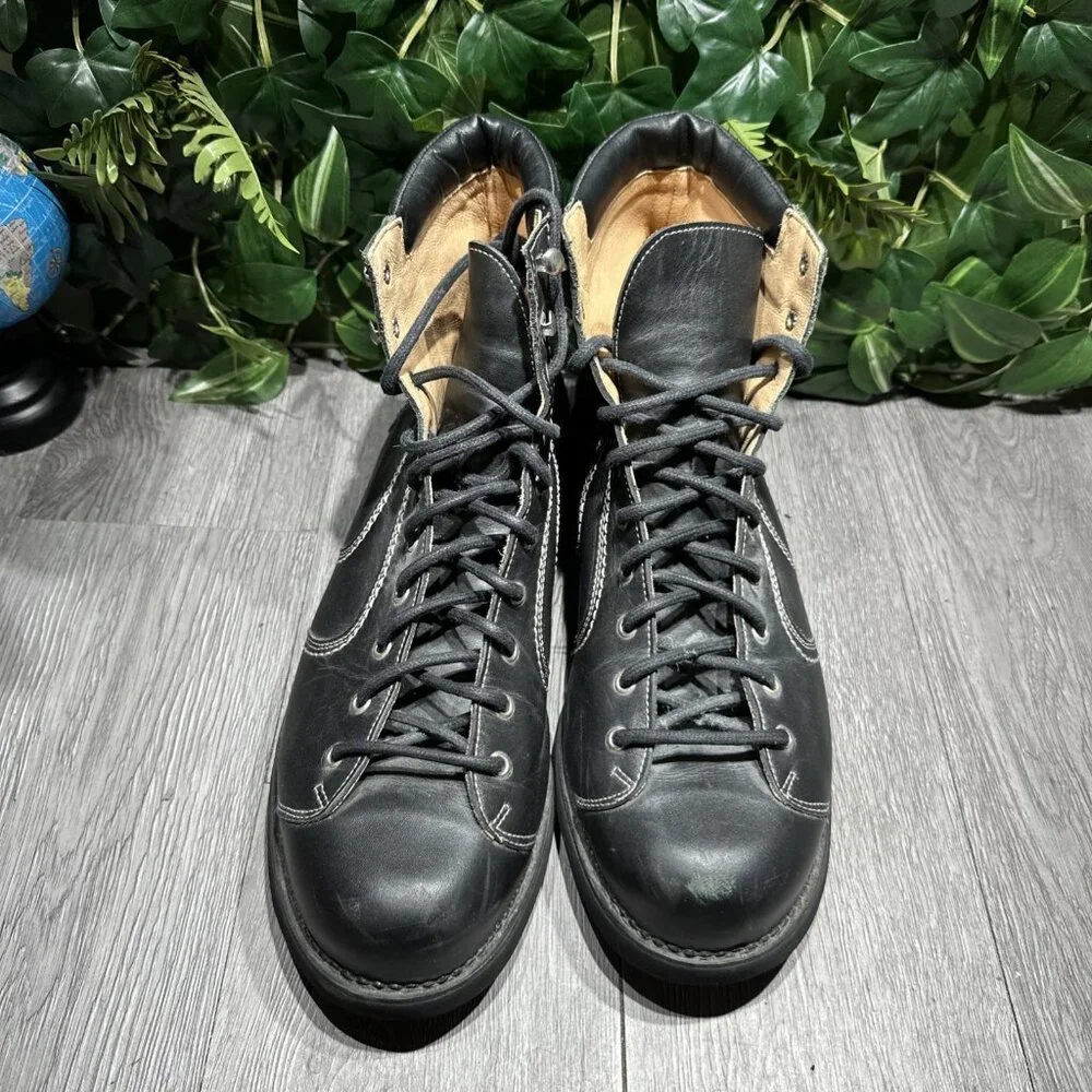 Vintage Mens John Fluevog Boots Black Lace Up Size 14